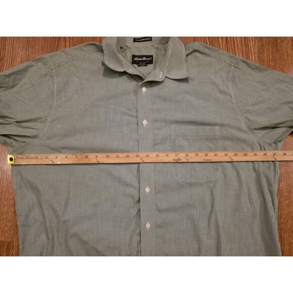 Eddie Bauer Long Sleeve Mens XL Tall Wrinkle Resistant Green‎ White Checkered - Picture 5 of 13